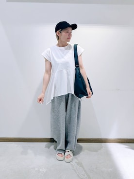 「GLOBAL WORK（グローバルワーク）のアイテム（キャップ）」を使った、のみ子さん（レディース・154cm）の夏コーディネート