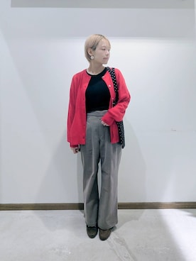 「GLOBAL WORK（グローバルワーク）のアイテム（トートバッグ）」を使った、のみ子さん（レディース・154cm）の冬コーディネート