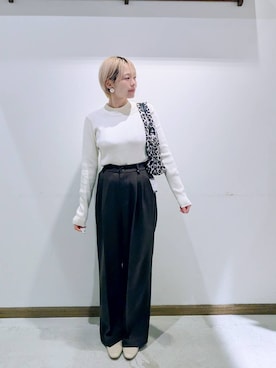 「GLOBAL WORK（グローバルワーク）のサイズ拡大/らくっション撥水2WAYローファー/131468（ローファー、ホワイト系）」を使った、のみ子さん（レディース・154cm）の春コーディネート