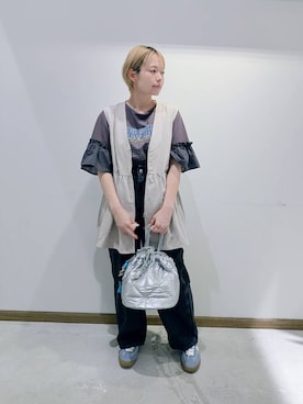 「GLOBAL WORK（グローバルワーク）のGOODデニムバギーパンツ/498388（デニムパンツ）」を使った、のみ子さん（レディース・154cm）の秋コーディネート