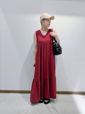 「アイテム（ボストンバッグ）」を使った、のみ子さん（レディース・154cm・30代）の夏コーディネート