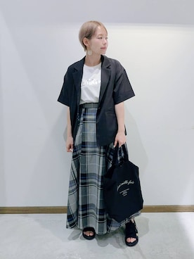 「アイテム（スカート）」を使った、のみ子さん（レディース・154cm・30代）の夏コーディネート