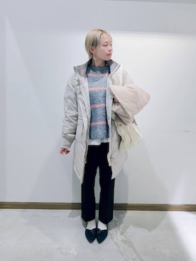 「GLOBAL WORK（グローバルワーク）のアイテム（トートバッグ）」を使った、のみ子さん（レディース・154cm）の冬コーディネート