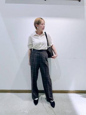 「アイテム（ポロシャツ、ベージュ系）」を使った、のみ子さん（レディース・154cm）の秋コーディネート