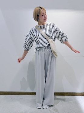 「GLOBAL WORK（グローバルワーク）の撥水ライト5ポケミニショルダー/252341（ショルダーバッグ）」を使った、のみ子さん（レディース・154cm）の春コーディネート