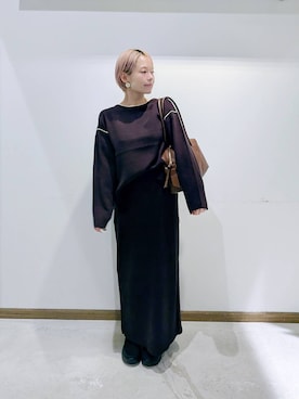 「GLOBAL WORK（グローバルワーク）のアイテム（ワンピース）」を使った、のみ子さん（レディース・154cm）の秋コーディネート