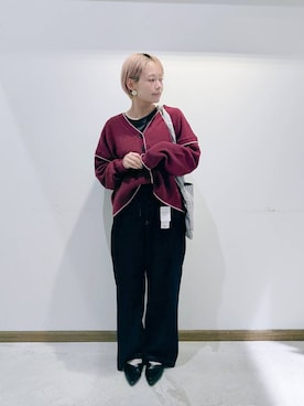 「GLOBAL WORK（グローバルワーク）のアイテム（トートバッグ）」を使った、のみ子さん（レディース・154cm）の冬コーディネート