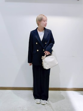 「GLOBAL WORK（グローバルワーク）のアイテム（テーラードジャケット）」を使った、のみ子さん（レディース・154cm）の秋コーディネート