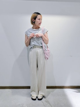 「GLOBAL WORK（グローバルワーク）のアイテム（パンツ）」を使った、のみ子さん（レディース・154cm）の夏コーディネート