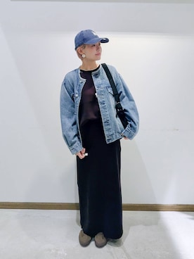 「アイテム（デニムジャケット）」を使った、のみ子さん（レディース・154cm）の秋コーディネート