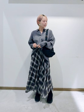 「GLOBAL WORK（グローバルワーク）のアイテム（スカート）」を使った、のみ子さん（レディース・154cm）の秋コーディネート