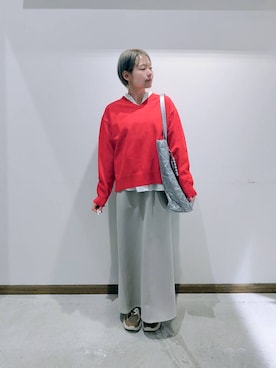 「GLOBAL WORK（グローバルワーク）の推しごとキルティングトート/145465（トートバッグ、シルバー系）」を使った、のみ子さん（レディース・154cm）の春コーディネート