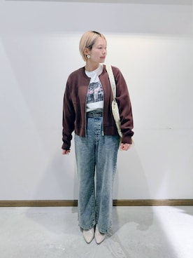 「GLOBAL WORK（グローバルワーク）のらくっションポインテッドバブーシュ/282406（パンプス、ホワイト系）」を使った、のみ子さん（レディース・154cm）の春コーディネート