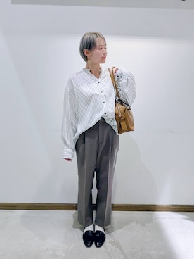 「GLOBAL WORK（グローバルワーク）のらくっション踏めるバブーシュ/136007（その他シューズ、ブラック系）」を使った、のみ子さん（レディース・154cm）の春コーディネート