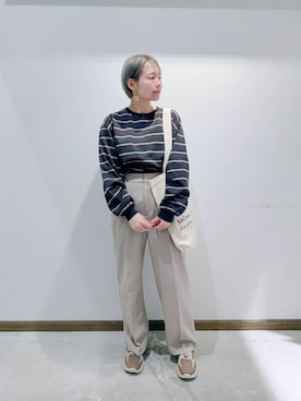 「GLOBAL WORK（グローバルワーク）の晴雨兼用レースアップスニーカー/601688（その他シューズ、ブラウン系）」を使った、のみ子さん（レディース・154cm）の春コーディネート