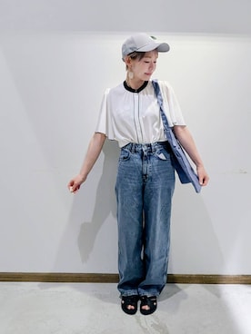 「GLOBAL WORK（グローバルワーク）のアイテム（帽子）」を使った、のみ子さん（レディース・154cm）の夏コーディネート
