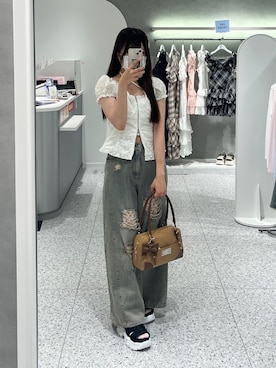 「アイテム（デニムパンツ）」を使った、amiさん（レディース・158cm）の夏コーディネート