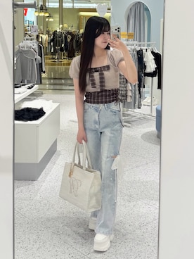 「OLIVE des OLIVE（オリーブデオリーブ）のアイテム（ワンピース）」を使った、amiさん（レディース・158cm）の夏コーディネート