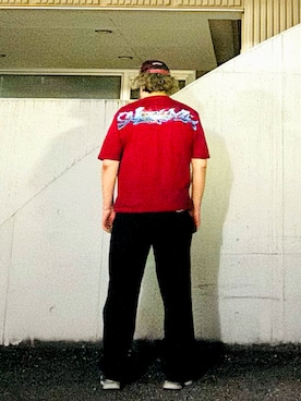「Supreme （シュプリーム）のアイテム（キャップ、レッド系）」を使った、hiroremeさん（メンズ・175cm）の春コーディネート