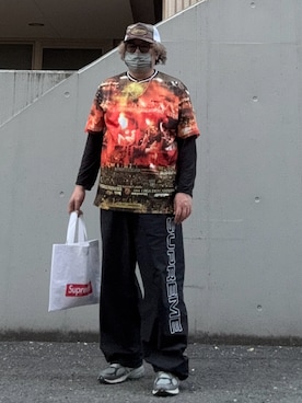 「Supreme （シュプリーム）のアイテム（帽子）」を使った、hiroremeさん（メンズ・175cm）の春コーディネート