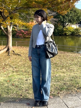 「アイテム（ノーカラージャケット）」を使った、Sさん（レディース・158cm）の秋コーディネート