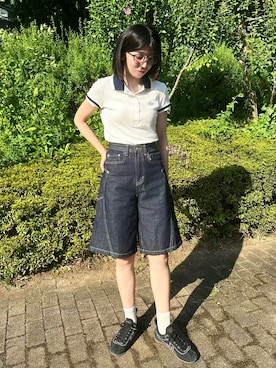 「アイテム（ポロシャツ）」を使った、shrさん（レディース・158cm・20代）の夏コーディネート