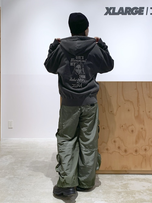 MIX LOGO & FACE FADED ZIP UP SWEAT HOODIE（パーカー）｜X-girl