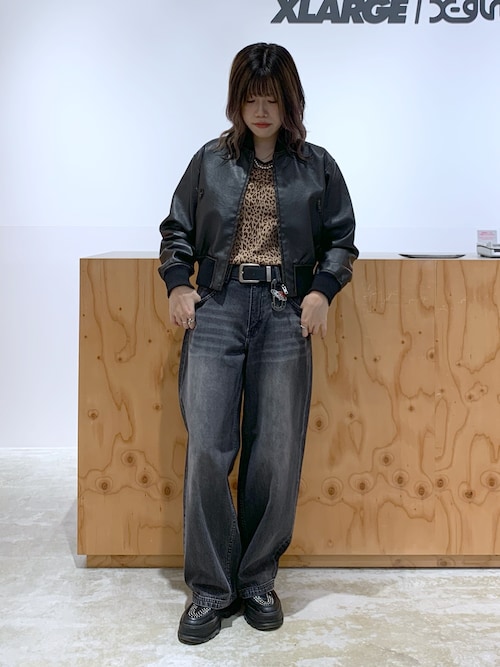 X-girl エックスガール DISTRESSED FAUX LEATHER COMPACT BLOUSON ディ