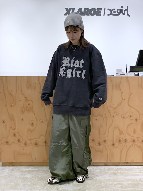 X-girl x Champion REVERSE WEAVE R FADED LOGO SWEAT TOP（スウェット