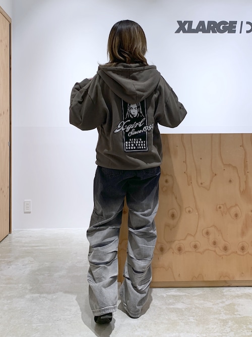 新品　X-girl LOGO FACE ZIP SWEAT エックスガール X-girl（エックスガール） ジップパーカー X-girl FACE PIGMENT DYED