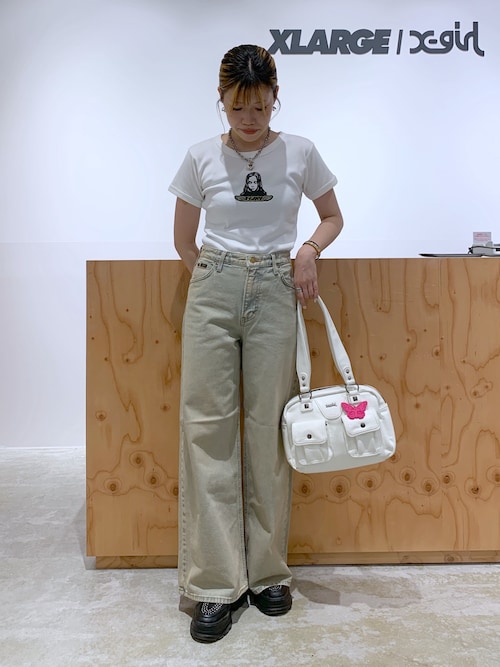 X-girl ハンドバッグ DOUBLE POCKET FAUX LEATHER HAND BAG