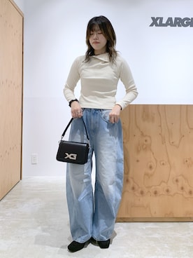 「アイテム（パーカー、ホワイト系）」を使った、かももさん（レディース・160cm）の冬コーディネート