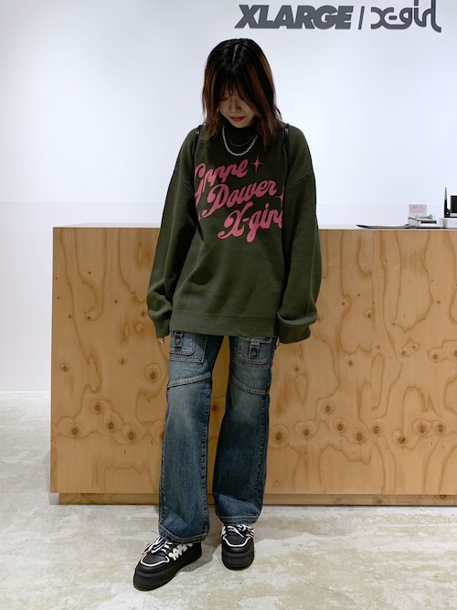 GIRL POWER LOGO JACQUARD KNIT TOP（ニット/セーター）｜X-girl