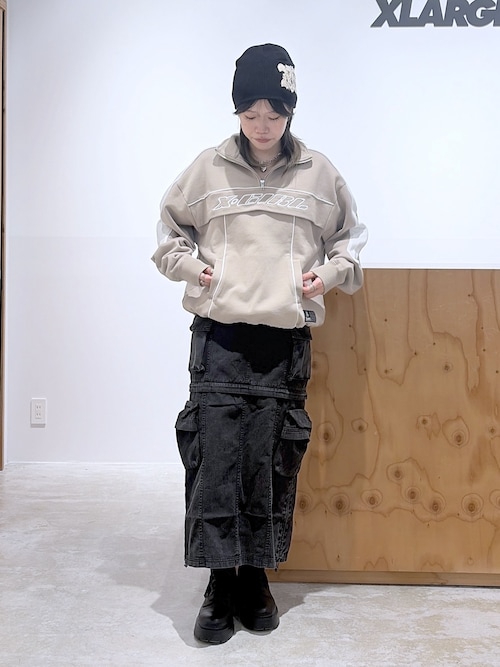 【X‐girl】Half zip Sweat TOP FACE LABEL HALF ZIP SWEAT TOP（スウェット）｜X-girl（エックス