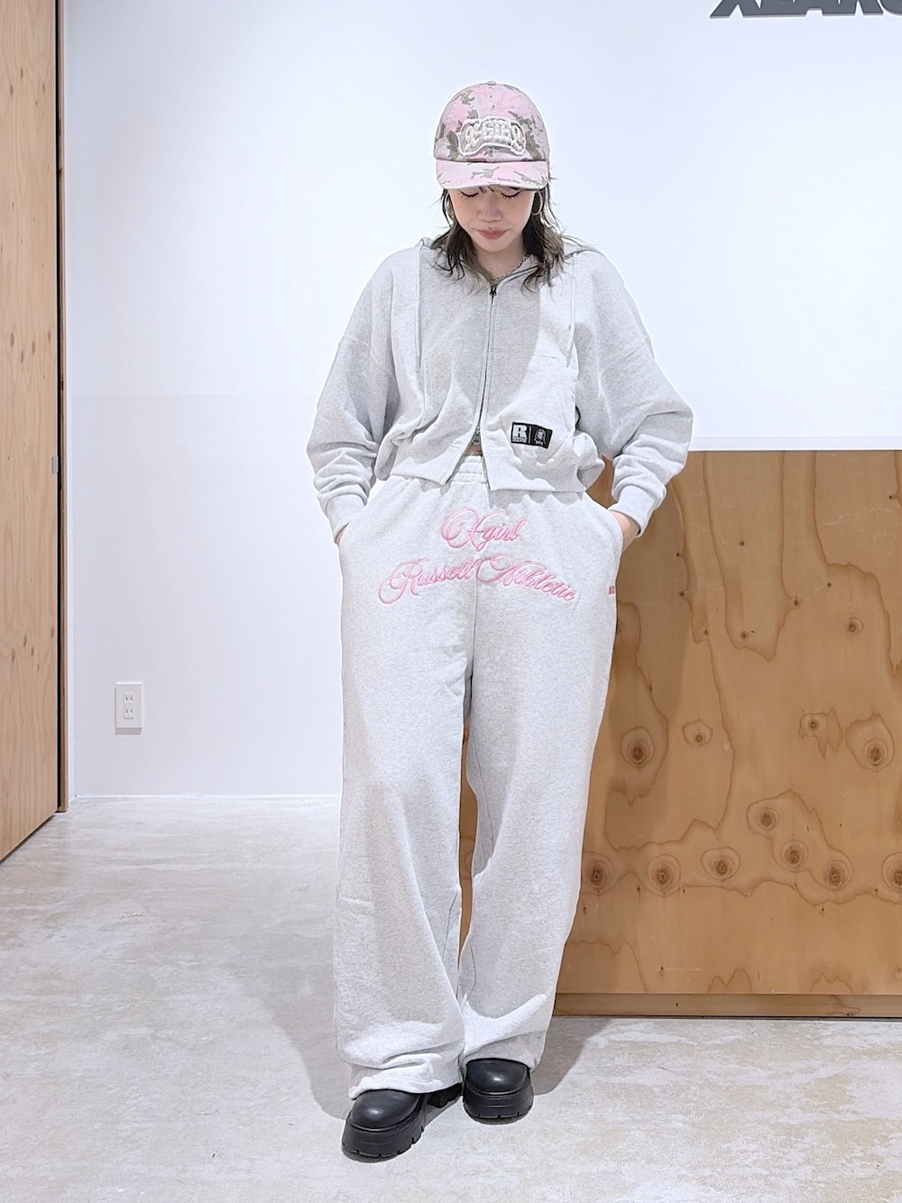 X-girl Russell コラボ スウェット セットアップ ASH グレー 【公式通販】