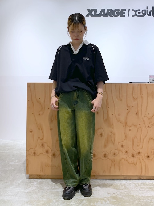 RHINESTONE LOGO LOOSE DENIM PANTS（デニムパンツ）｜X-girl