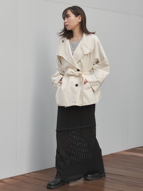 【美品】Drawer コットンレース ラップスカート 36 カーキ 定価6万超 BEAUTY&YOUTH UNITED ARROWS（ビューティーアンドユースユナイテッド