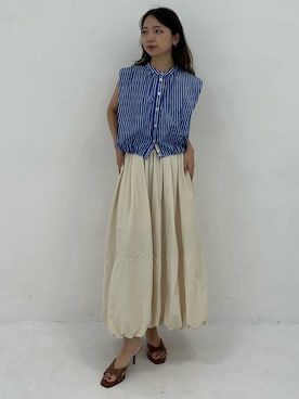 「PUBLIC TOKYO（パブリックトウキョウ）のアイテム（シャツ/ブラウス）」を使った、PUBLIC TOKYO WOMENSさん（レディース・154cm）の夏コーディネート