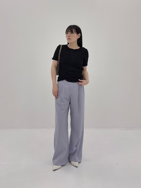 「アイテム（スラックス、パープル系）」を使った、PUBLIC TOKYO WOMENSさん（レディース・158cm）の春コーディネート