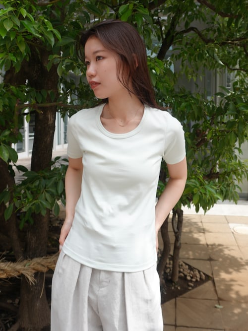 最高級コットン｜着心地◎｜細見え｜コンパクトTシャツ【2026新作】極 スクープネックTEE