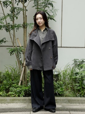 「アイテム（トレンチコート、グレー系）」を使った、PUBLIC TOKYO WOMENSさん（レディース・155cm）の秋コーディネート