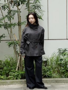 「アイテム（トレンチコート、グレー系）」を使った、PUBLIC TOKYO WOMENSさん（レディース・155cm）の秋コーディネート