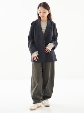 「アイテム（テーラードジャケット、ブルー系）」を使った、PUBLIC TOKYO WOMENSさん（レディース・153cm）の秋コーディネート