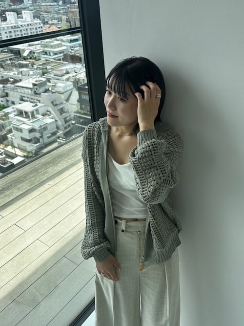 クラフトメッシュニットパーカー PUBLIC TOKYO パーカー クラフトメッシュニットパーカー レディース