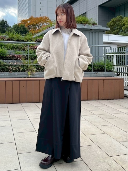 ウールジップタックショートコート（ブルゾン）｜PUBLIC TOKYO