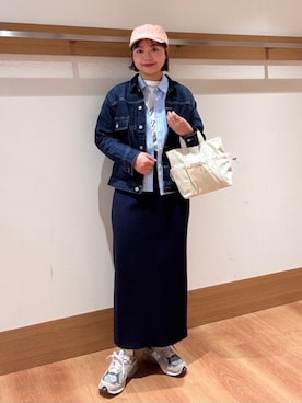 「アイテム（帽子）」を使った、こずえさん（レディース・160cm）の春コーディネート