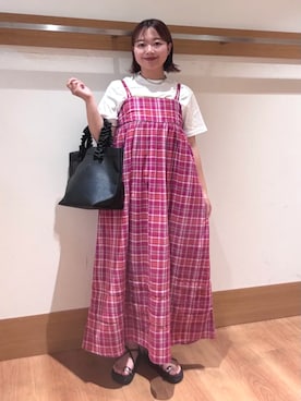 「マドラスチェック」｜こずえさん（レディース・160cm）の夏コーディネート