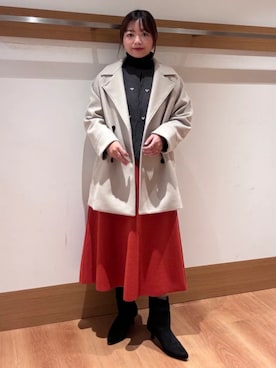 「アイテム（ピーコート）」を使った、こずえさん（レディース・160cm）の冬コーディネート