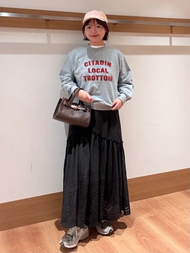 「アイテム（帽子）」を使った、こずえさん（レディース・160cm）の春コーディネート
