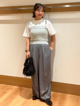 「アイテム（ベスト、シルバー系）」を使った、こずえさん（レディース・160cm）の秋コーディネート